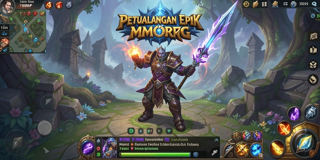Tampilan gameplay 789RP yang menampilkan aksi pertempuran epik di dunia fantastis.